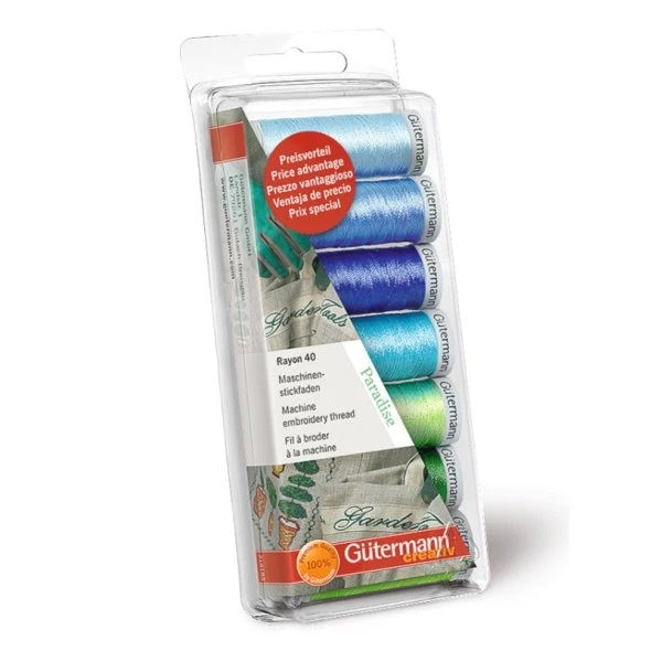 Gütermann Paradise Rayon 40 Stickfaden-Set-3 (7 Farben/ 200 M) 1 Gütermann Paradise Rayon 40 Stickfaden-Set-3 (7 Farben/ 200 M)