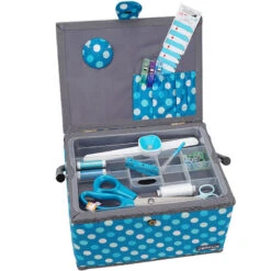 Semplix Nähkorb Polka Dots Petrol/türkis (L/30,5 X 22,5 X 19 Cm)