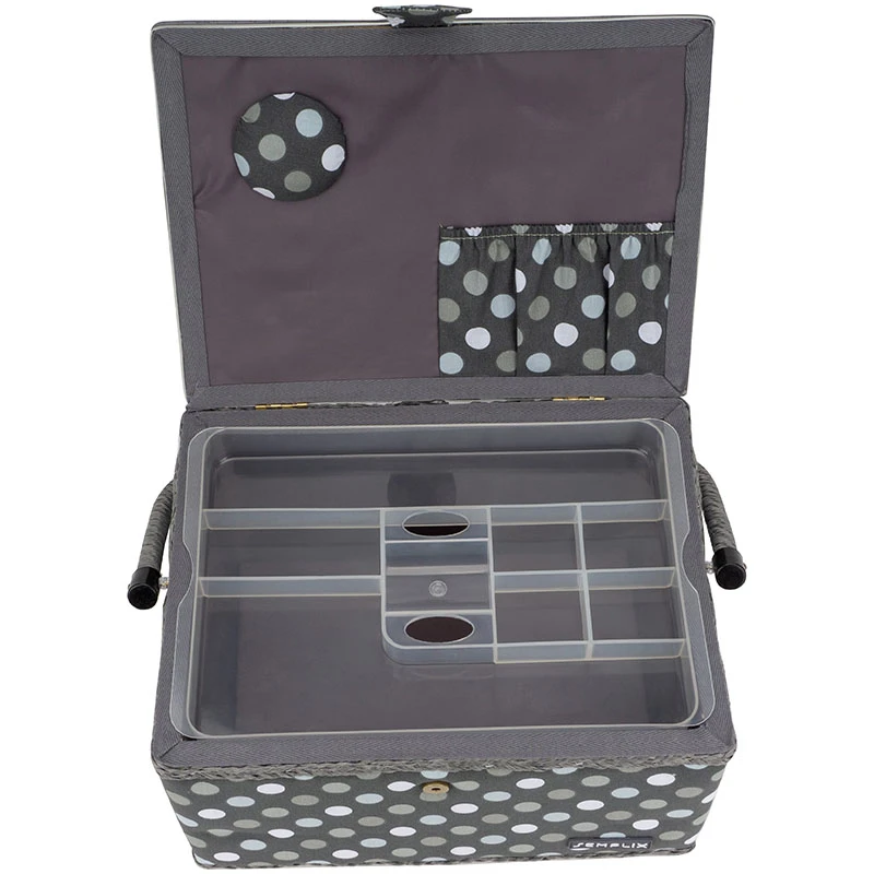Semplix Nähkorb Polka Dots Anthrazit/grau (L/30,5 X 22,5 X 19 Cm) 3 Semplix Nähkorb Polka Dots Anthrazit/grau (L/30,5 X 22,5 X 19 Cm) – Bild 3