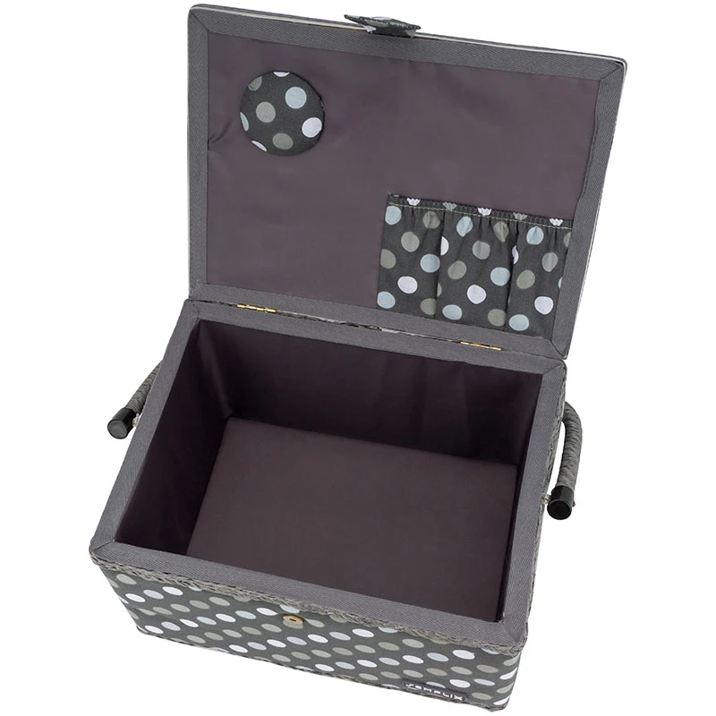 Semplix Nähkorb Polka Dots Anthrazit/grau (L/30,5 X 22,5 X 19 Cm) 2 Semplix Nähkorb Polka Dots Anthrazit/grau (L/30,5 X 22,5 X 19 Cm) – Bild 2