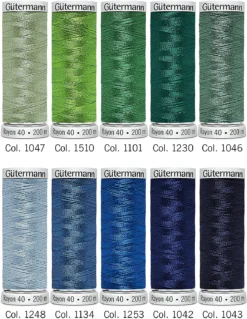 Gütermann Rayon 40 Stickfaden-Set-3 (10 X 200 M/ Grün/ Blau)