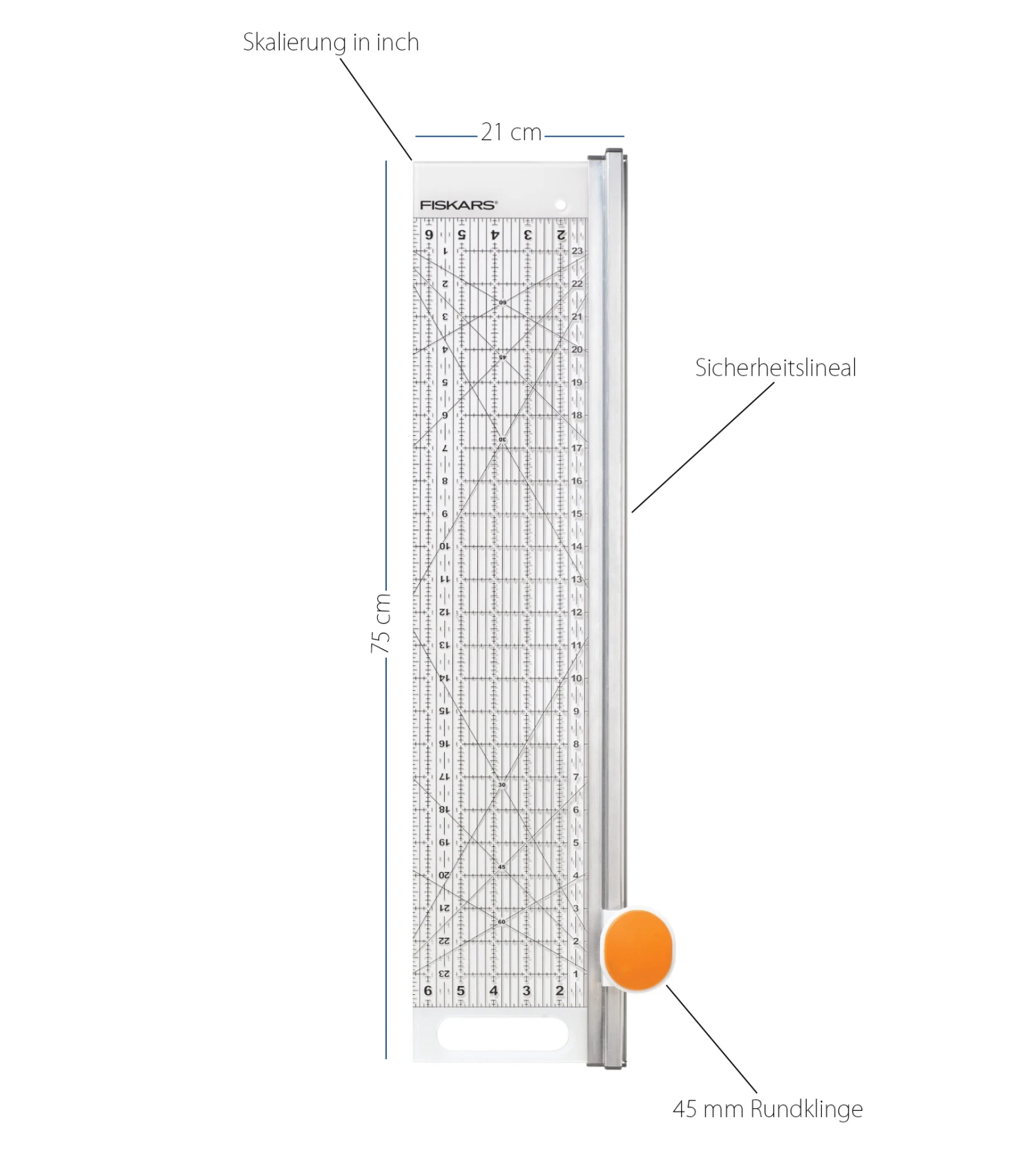 Fiskars Schneidlineal 2 In 1 Rollmesser Ø 45 Mm & Lineal 6 X 24" 1 Fiskars Schneidlineal 2 In 1 Rollmesser Ø 45 Mm & Lineal 6 X 24"