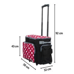 Semplix Nähmaschinentrolley Polka Dots Beere/rosa