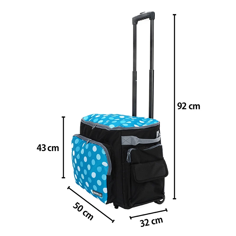 Semplix Nähmaschinentrolley Polka Dots Petrol/türkis 1 Semplix Nähmaschinentrolley Polka Dots Petrol/türkis