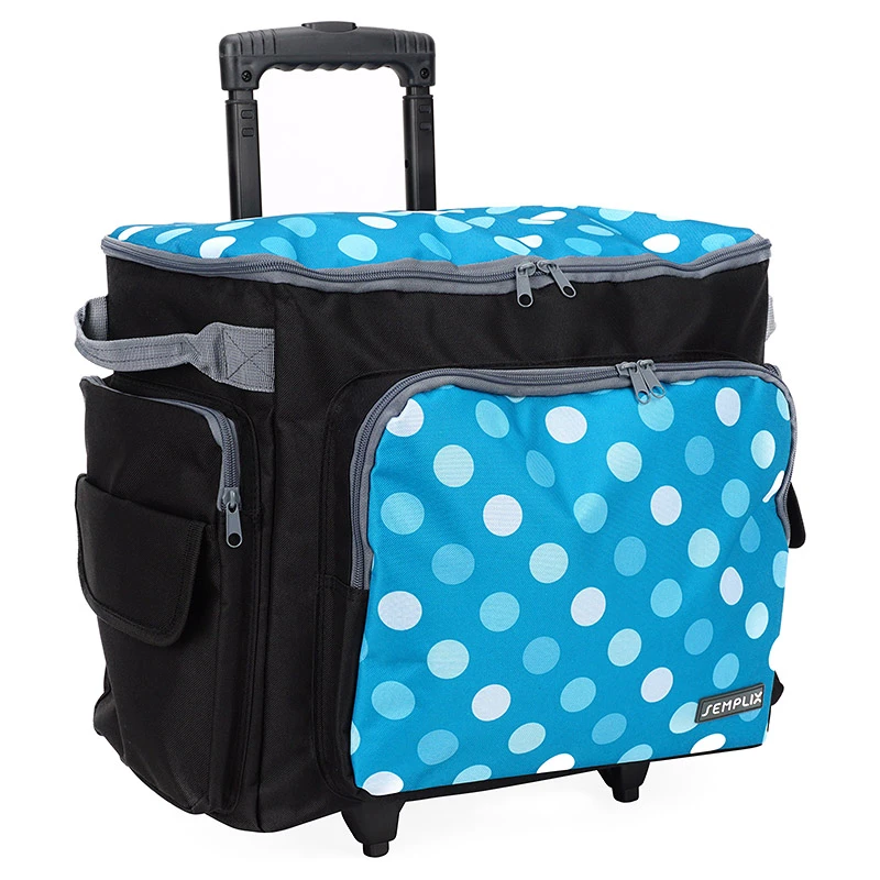 Semplix Nähmaschinentrolley Polka Dots Petrol/türkis 2 Semplix Nähmaschinentrolley Polka Dots Petrol/türkis – Bild 2