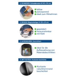 Bastelstation Faltbare Schneidematte A3 + Bügelunterlage grau (Matte 45x30 Cm) 21 Bastelstation Faltbare Schneidematte A3 + Bügelunterlage grau (Matte 45x30 Cm) -NähKunst Angebote Store 10023773 11