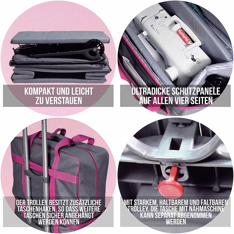 Hemline Nähmaschinen-Trolley M (anthrazit/ Magenta) 6 Hemline Nähmaschinen-Trolley M (anthrazit/ Magenta) – Bild 6