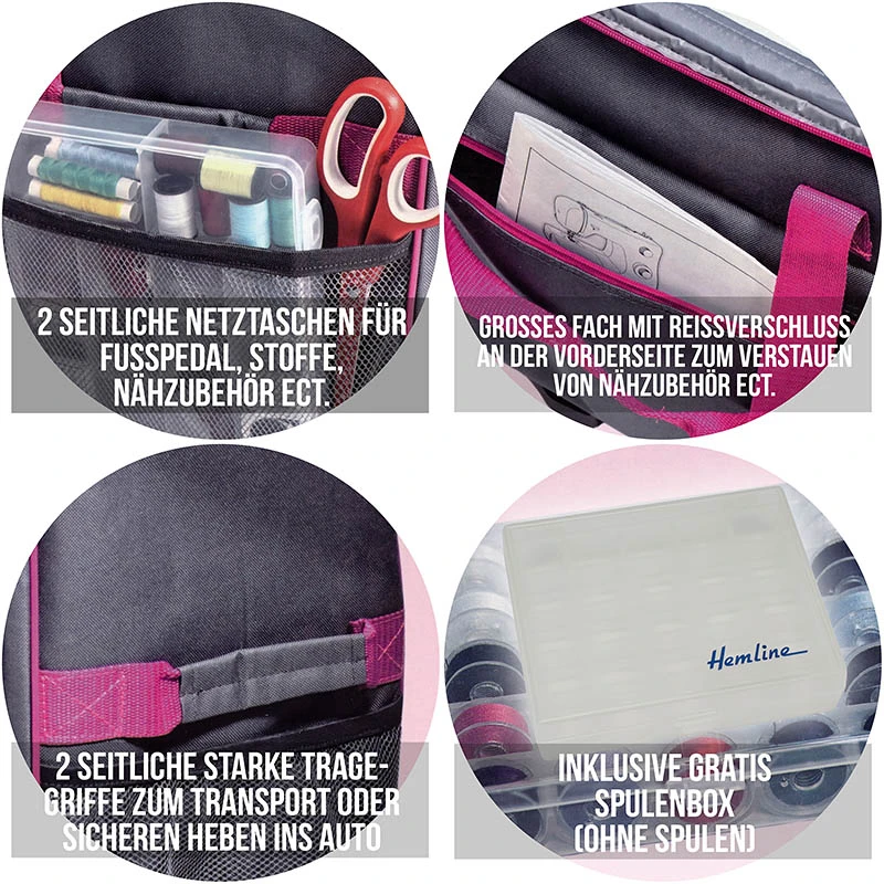 Hemline Nähmaschinen-Trolley M (anthrazit/ Magenta) 7 Hemline Nähmaschinen-Trolley M (anthrazit/ Magenta) – Bild 7