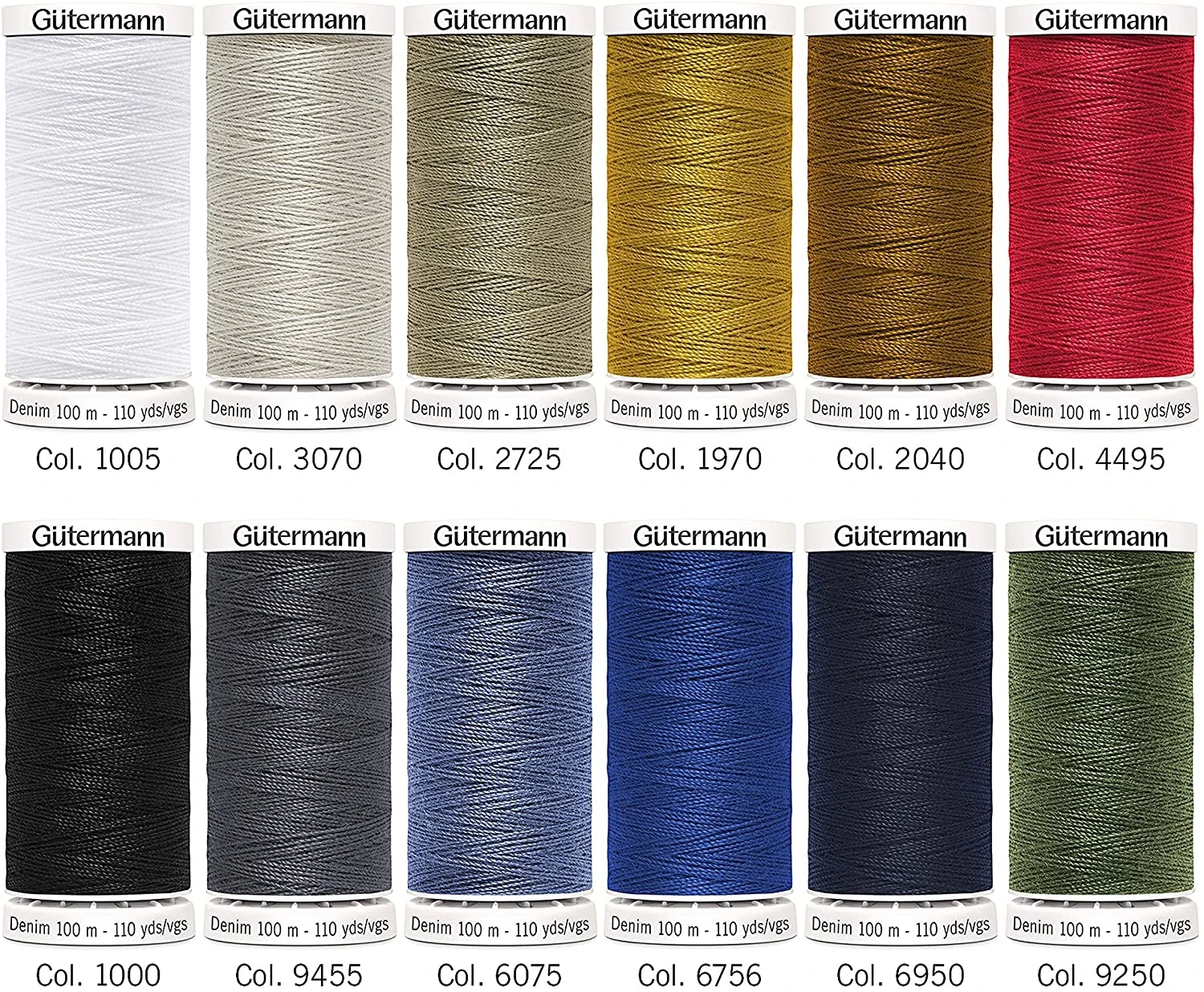 Gütermann Denim Nähfaden-Set-1 (12 Farben/ 100 M) 1 Gütermann Denim Nähfaden-Set-1 (12 Farben/ 100 M)