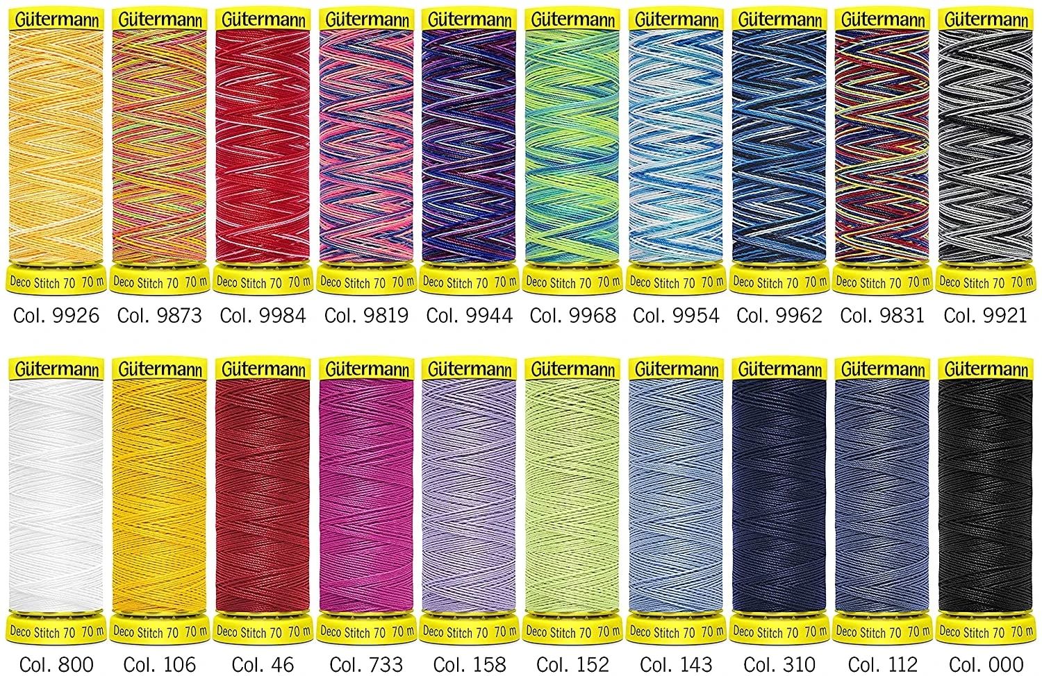 Gütermann Deco Stitch Nähfaden-Set-1 (20 Farben/ 70 M) 1 Gütermann Deco Stitch Nähfaden-Set-1 (20 Farben/ 70 M)