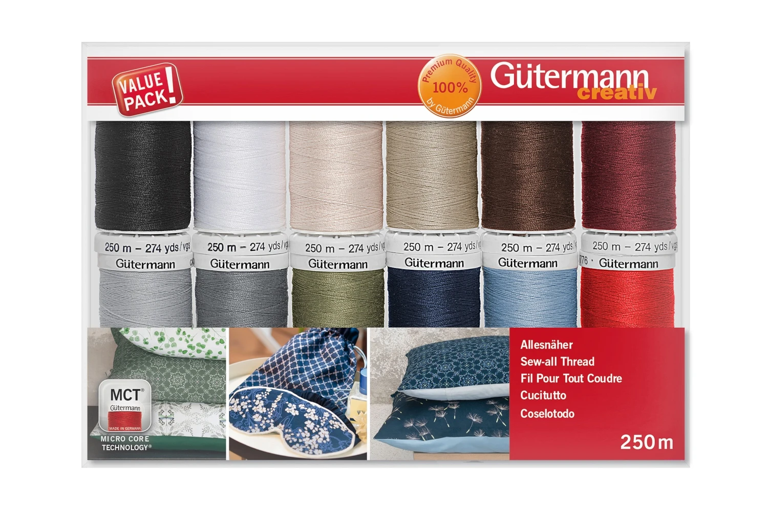 Gütermann Nähfaden-Set 734001-1 Allesnäher (12 Spulen/ 250 M) 1 Gütermann Nähfaden-Set 734001-1 Allesnäher (12 Spulen/ 250 M)
