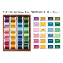 Madeira Polyneon No.40 Garnschatulle Klein (48 Spulen à 400 M/ Wurzelholz-Optik) -NähKunst Angebote Store 10026824 garntruhe polynein 48 2