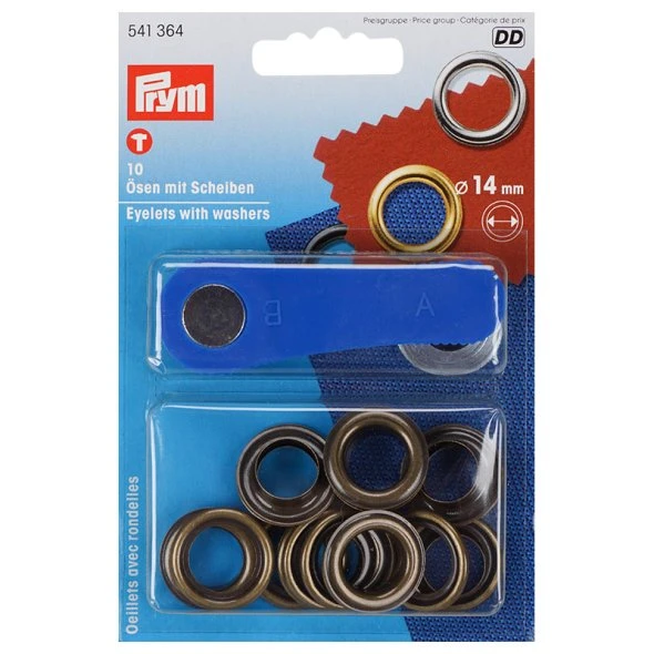 Prym Ösen Mit Scheiben (14 Mm/ Altmessing/ 10 St.) 1 Prym Ösen Mit Scheiben (14 Mm/ Altmessing/ 10 St.)