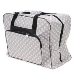 Nähmaschinentasche XL (taupe/grau/weiß Gepunktet)