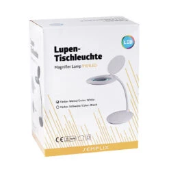 Semplix LED Lupen-Tischlampe Weiß (Linse 127 Mm/ Dimmbar/ Tischstandfuß)