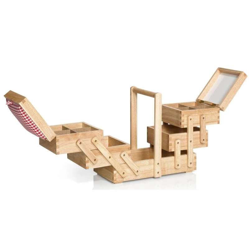 Prym Nähkasten Holz M (hell/ Rot-weißer Vichy-Karostoff) 1 Prym Nähkasten Holz M (hell/ Rot-weißer Vichy-Karostoff)