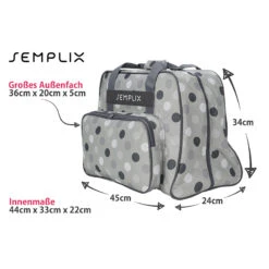 Semplix Nähmaschinentasche Polka Dots (stein/grau)