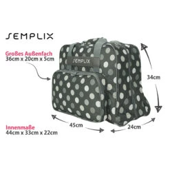 Semplix Nähmaschinentasche Polka Dots (anthrazit/grau)