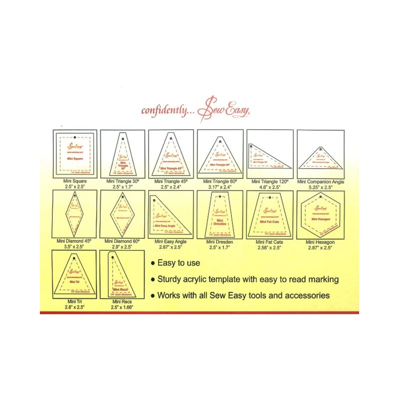 Sew Easy Schablonen Acryl-Vorlagenset Mini Verschiedene Formen (14 St.) 2 Sew Easy Schablonen Acryl-Vorlagenset Mini Verschiedene Formen (14 St.) – Bild 2