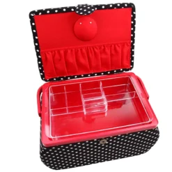 Prym Nähkorb Polka Dots L (schwarz/ Weiß)