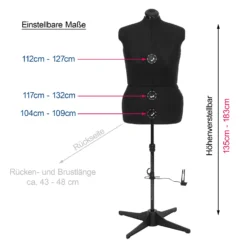 Schneiderpuppe/ Schneiderbüste DIANA "C" L Schwarz (verstellbar) -NähKunst Angebote Store diana c 6 copy scaled 1