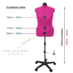 Schneiderpuppe/ Schneiderbüste DIANA "C" L Pink Mit Rollen (verstellbar) -NähKunst Angebote Store diana c 6 copy scaled5