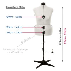 Schneiderpuppe/ Schneiderbüste DIANA "D" XL Beige (verstellbar) -NähKunst Angebote Store diana d 6 copy scaled2