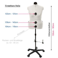 Schneiderpuppe/ Schneiderbüste DIANA "D" XL Beige Mit Rollen (verstellbar) -NähKunst Angebote Store diana d 6 copy scaled5
