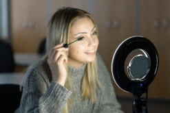 LED Ringlampe Make-up-Lampe Mit Spiegel/Tischstativ (rund/dimmbar) -NähKunst Angebote Store dsc01986