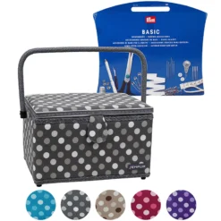 Semplix Nähkorb L Polka Dots Anthrazit/ Grau/ Inkl. Prym Nähsortiment -NähKunst Angebote Store semplix prym set gross grau 01b