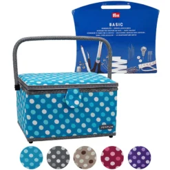 Semplix Nähkorb L Polka Dots Petrol/ Türkis/ Inkl. Prym Nähsortiment -NähKunst Angebote Store semplix prym set gross tuerkis 01b