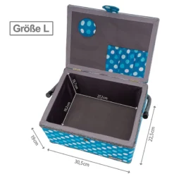 Semplix Nähkorb L Polka Dots Petrol/ Türkis/ Inkl. Prym Nähsortiment -NähKunst Angebote Store semplix prym set gross tuerkis 05